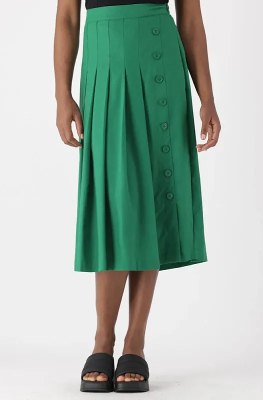 Ivy Button Side Button Skirt _ 150494 _ Green sold by Dunns