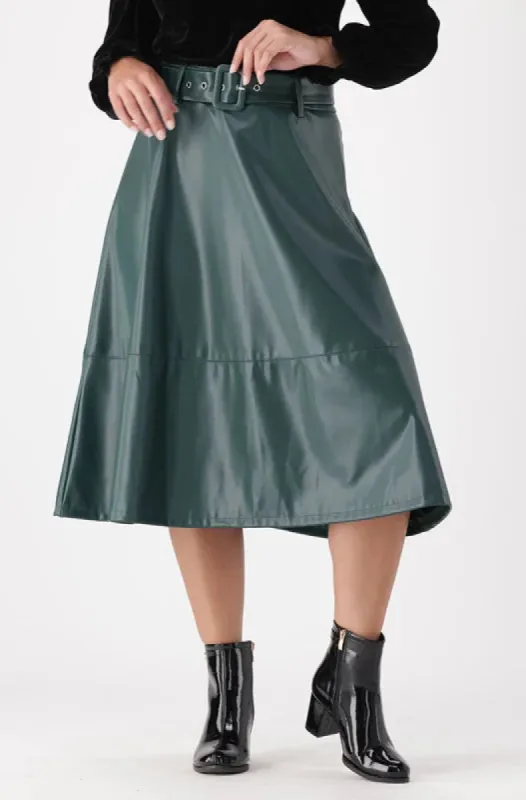 Mia Belted Skirt _ 147969 _ Green sold by Dunns