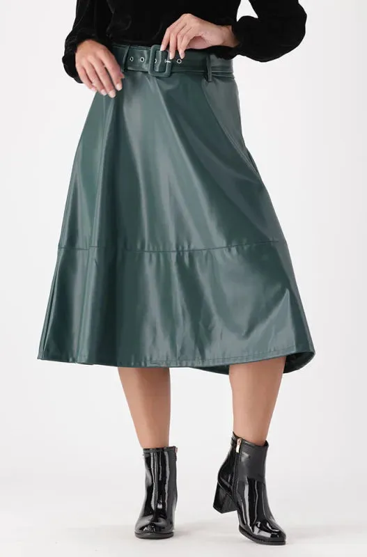 Mia Belted Skirt _ 147969 _ Green sold by Dunns