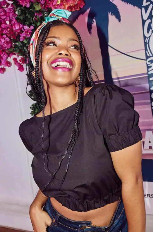 Mia Polin Puff Sleeve Top _ 140867 _ Black sold by Dunns