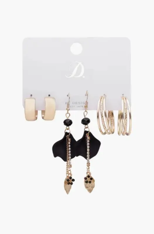 Roxy 3 Pack Earringss _ 146130 _ Gold sold by Dunns