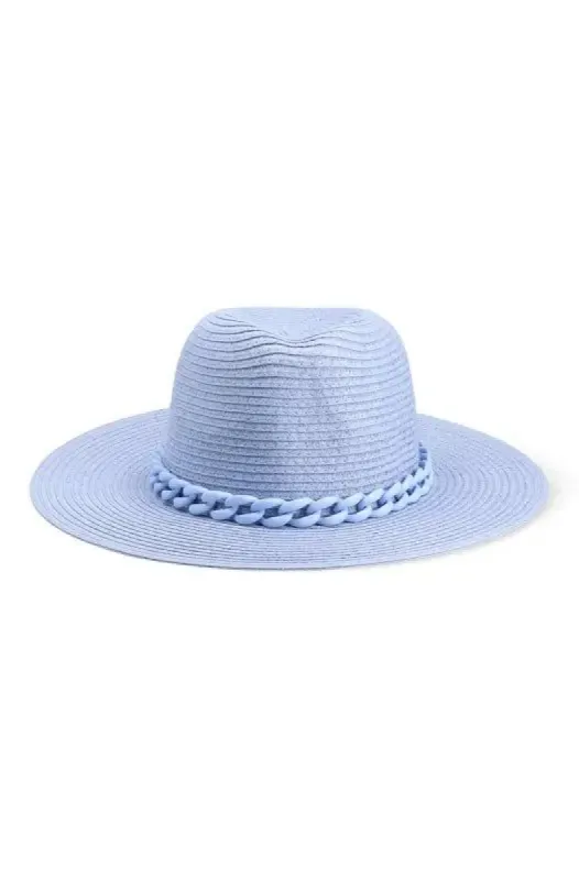 Vicky Straw Fedora Hat _ 143593 _ Blue sold by Dunns
