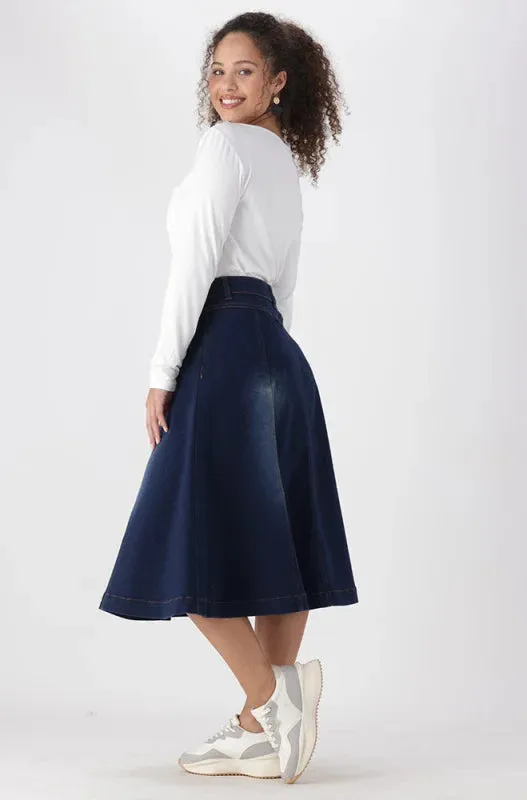 Laura Flare Denim Skirt _ 148805 _ Dark Wash sold by Dunns product image thumbnail 5