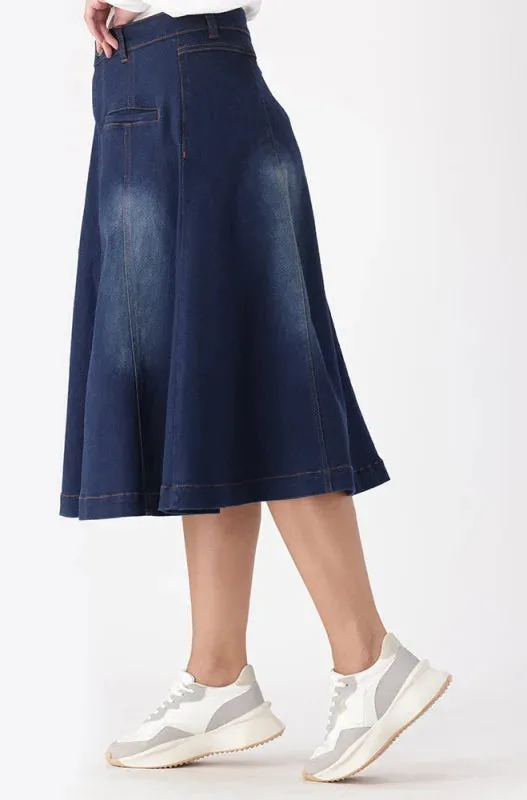 Laura Flare Denim Skirt _ 148805 _ Dark Wash sold by Dunns product image thumbnail 2