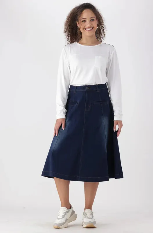 Laura Flare Denim Skirt _ 148805 _ Dark Wash sold by Dunns product image thumbnail 4