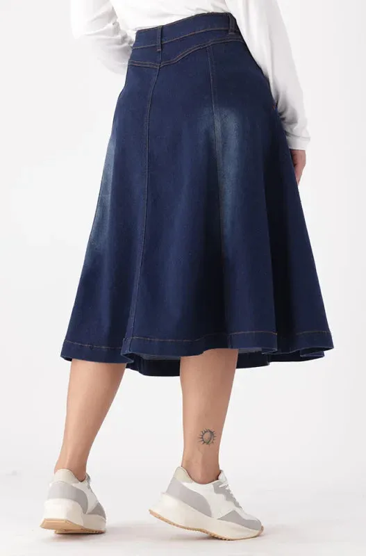 Laura Flare Denim Skirt _ 148805 _ Dark Wash sold by Dunns product image thumbnail 3