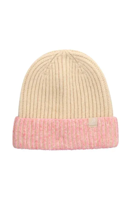Maya Turn Up Colourblock Beanie _ 148061 _ Pink sold by Dunns