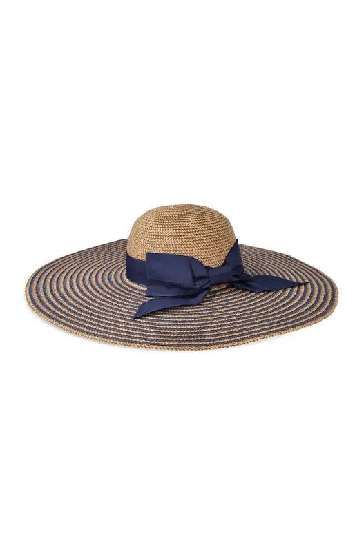 Kiara Stripe Wide Brim Hat _ 123358 _ Brown sold by Dunns