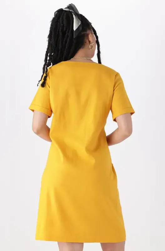 Penelope Linen Shift Dress With Pleat Hem _ 144132 _ Ocre sold by Dunns product image thumbnail 3