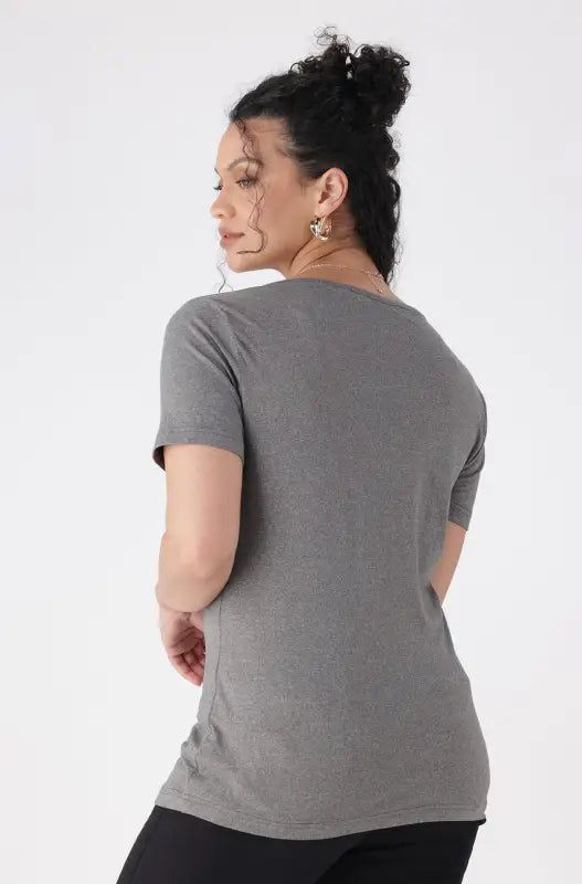 Grace V Neck Tee _ 141319 _ Grey Mel sold by Dunns product image thumbnail 3