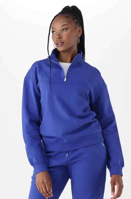 Emma Fleece Quarter Zip Top _ 145477 _ Cobalt sold by Dunns