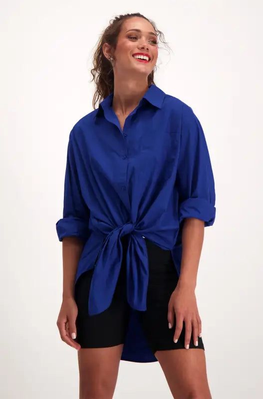 Mia Boyfriend Shirt _ 140916 _ Blue sold by Dunns