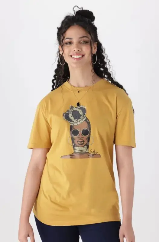 Jade Graphic Print Boyfriend Tee _ 144214 _ Ocre sold by Dunns