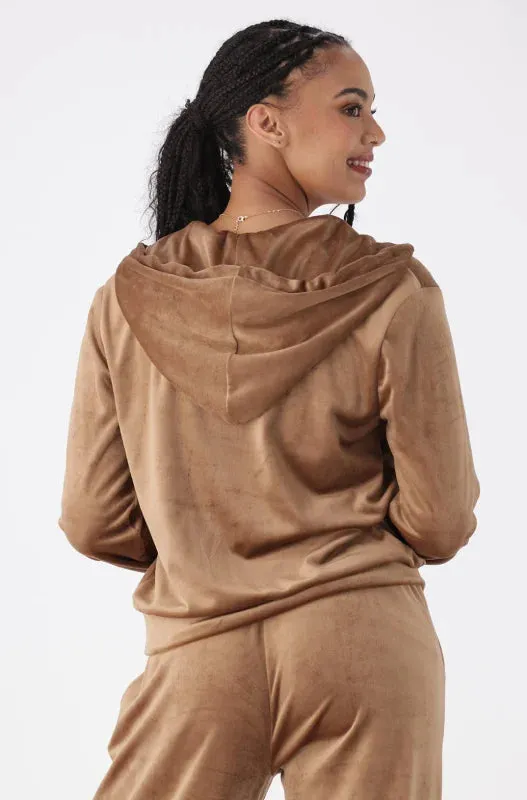 Britney Velour Zip Tru Hoodie _ 145732 _ Taupe sold by Dunns product image thumbnail 3