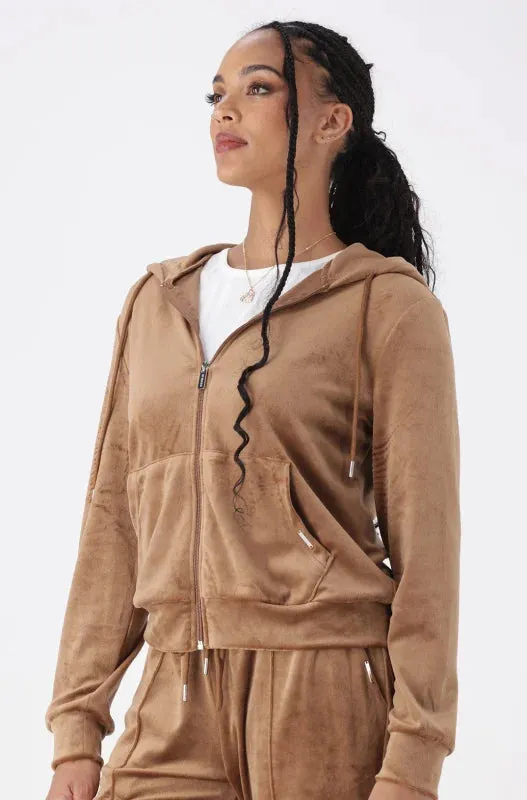 Britney Velour Zip Tru Hoodie _ 145732 _ Taupe sold by Dunns product image thumbnail 2