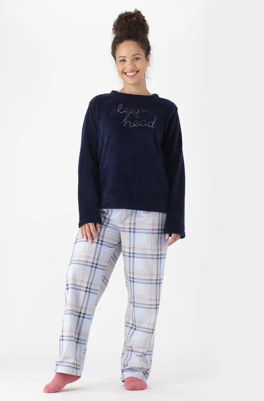 Sasha Fleece Flannel Sleep Set _ 147140 _ Navy sold by Dunns product image thumbnail 4