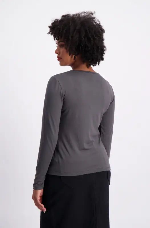 Cleo Crew Neck Tee _ 127508 _ Charcoal sold by Dunns product image thumbnail 2