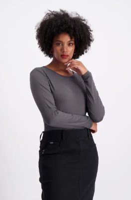 Cleo Crew Neck Tee _ 127508 _ Charcoal sold by Dunns