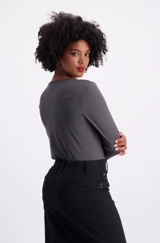 Cleo Crew Neck Tee _ 127508 _ Charcoal sold by Dunns product image thumbnail 3