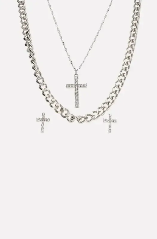 Zora Layered Necklace Set _ 143787 _ Silver sold by Dunns