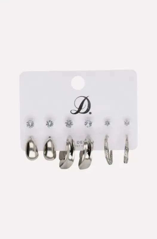 Kourtney 6 Pack Earrings _ 144269 _ Silver sold by Dunns