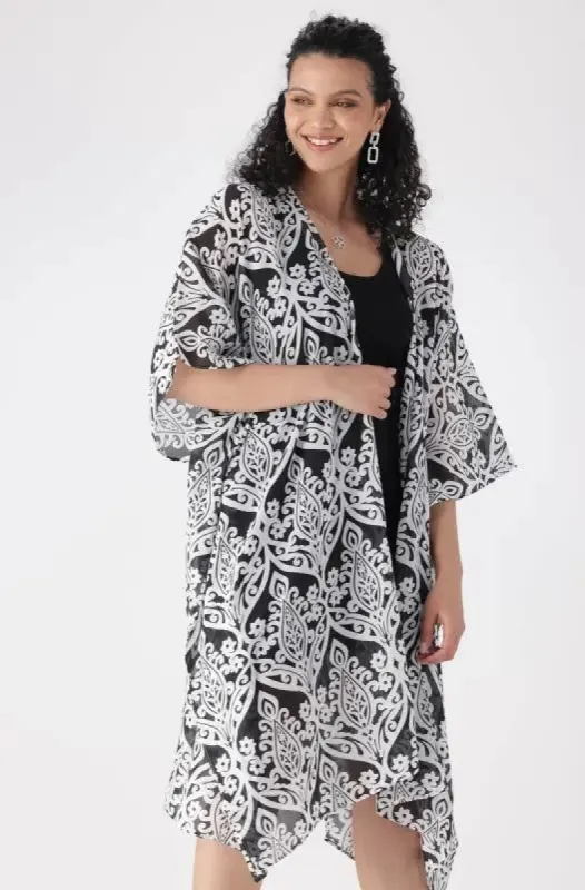 Emily Printed Kimono _ 145475 _ Black sold by Dunns