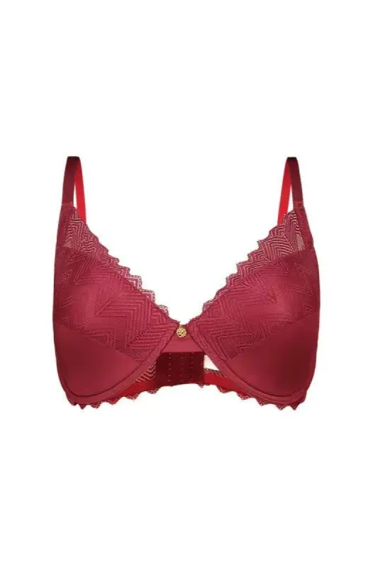 Rosa Lace Padded Bra _ 142578 _ Burgundy sold by Dunns