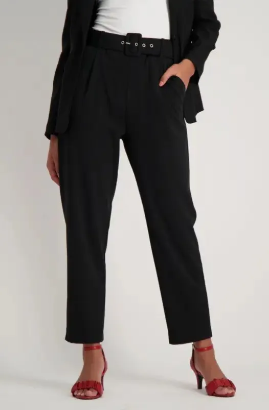 Jessie Belted Pants _ 133015 _ Black made by Dunns