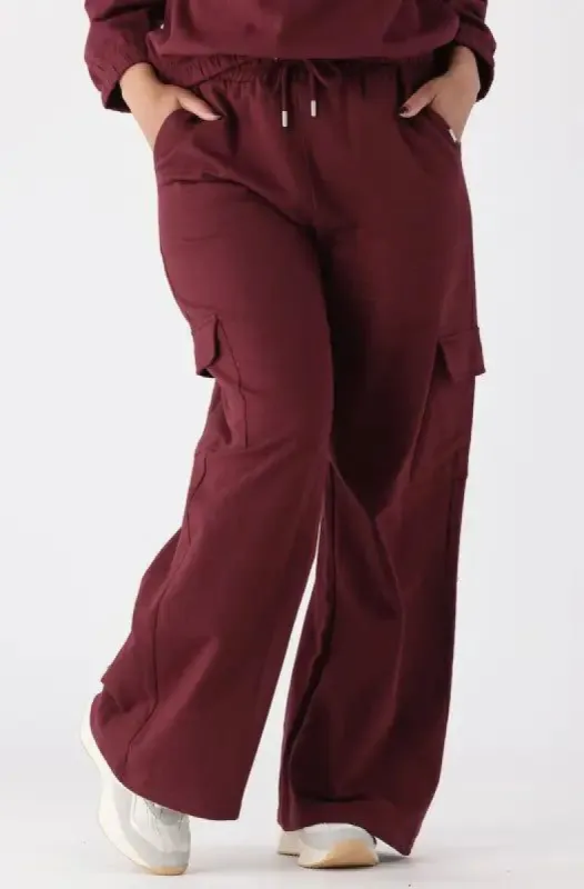 Lucy Fleece Wide Leg Pants _ 145444 _ Burgundy sold by Dunns