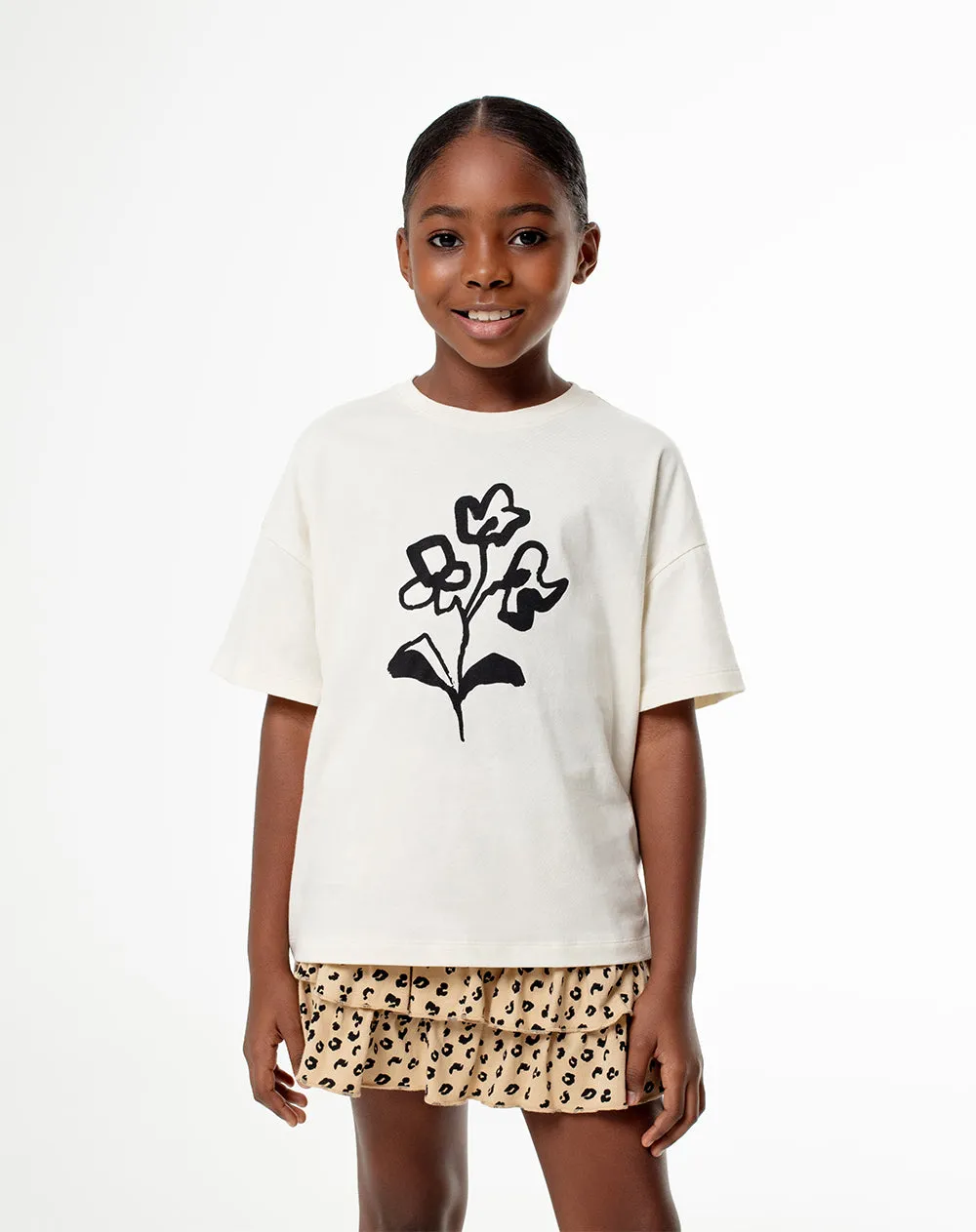 Camiseta oversize algodón blanca estampada niña sold by Gef