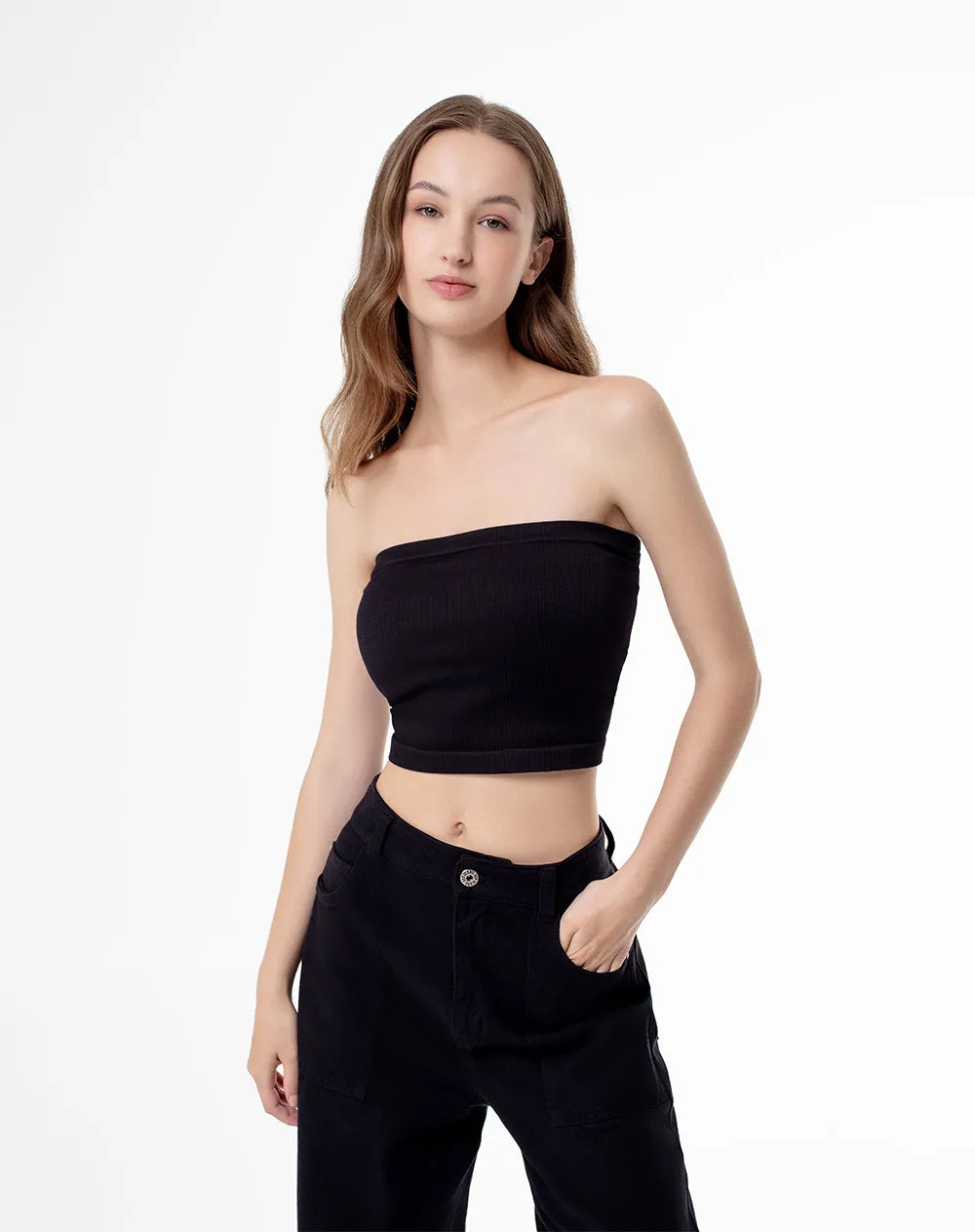 Crop top slim seamless negro mujer sold by Gef