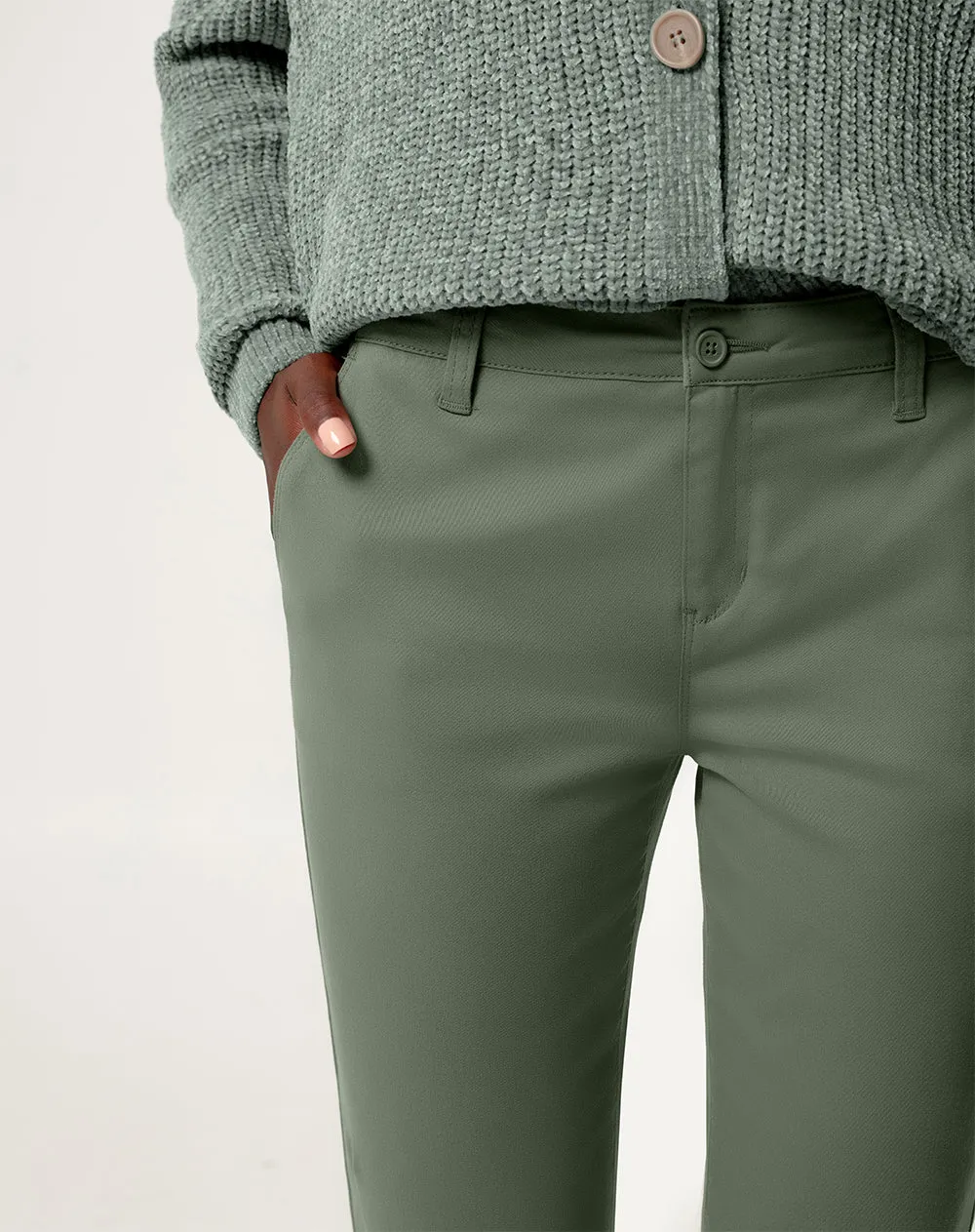 Pantalón skinny fit tiro medio en drill verde sold by Gef product image thumbnail 4