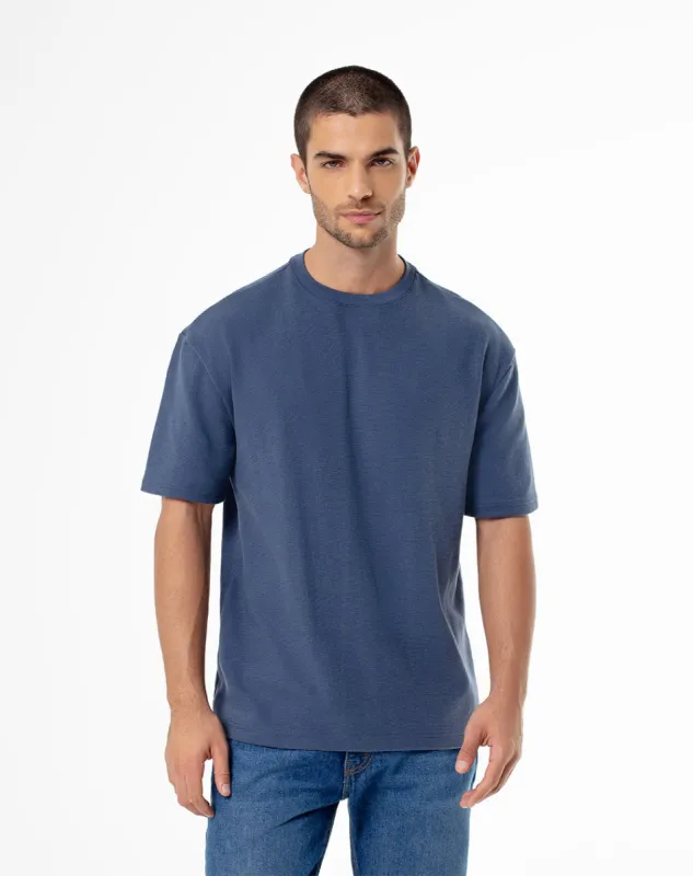 Camiseta oversized fit manga corta azul oscuro sold by Gef