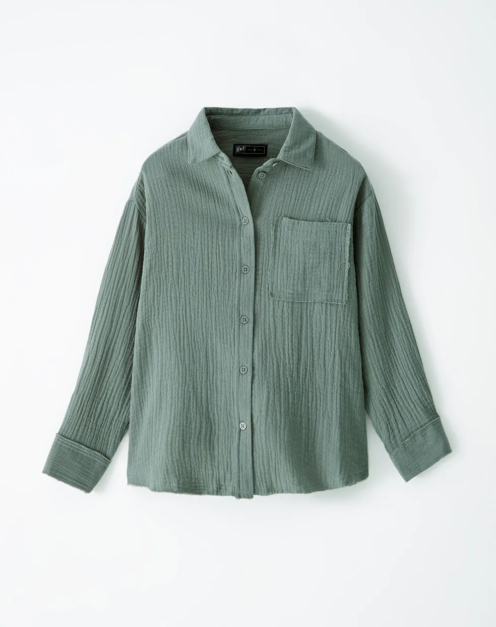 Camisa manga larga oversize algodón verde niña sold by Gef product image thumbnail 5