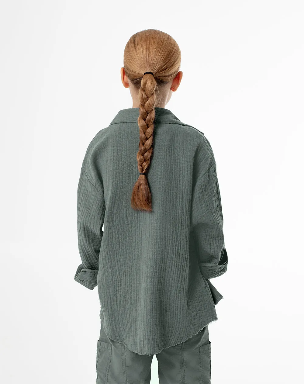 Camisa manga larga oversize algodón verde niña sold by Gef product image thumbnail 2