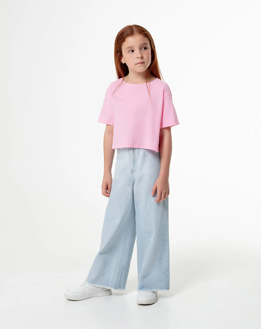 Camiseta crop regular algodón rosa niña sold by Gef product image thumbnail 3