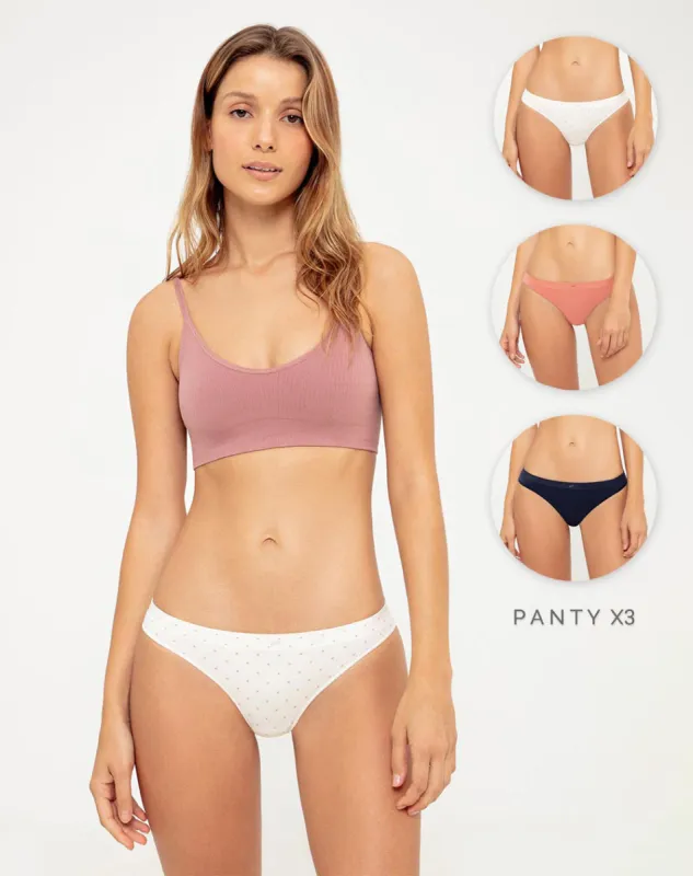 3 pantys brasilero en seamless tiro medio surtido sold by Gef