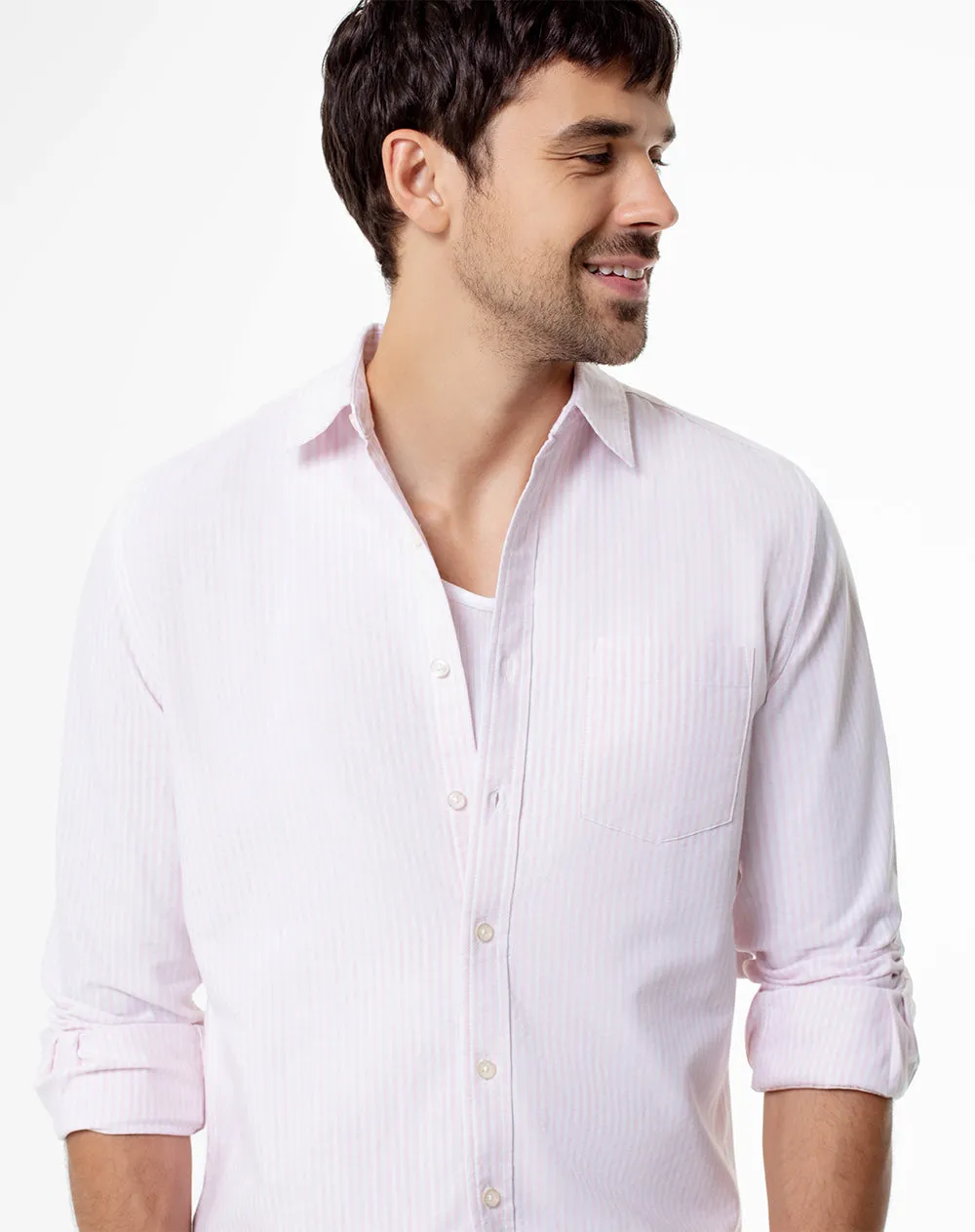 Camisa slim fit manga larga rosada con rayas sold by Gef product image thumbnail 3