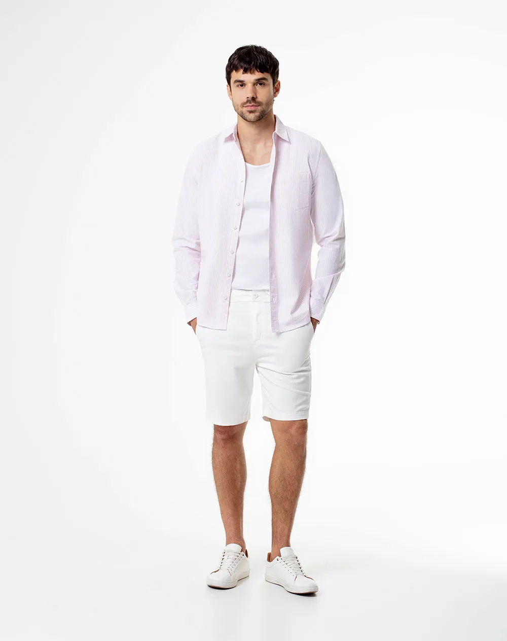 Camisa slim fit manga larga rosada con rayas sold by Gef product image thumbnail 4