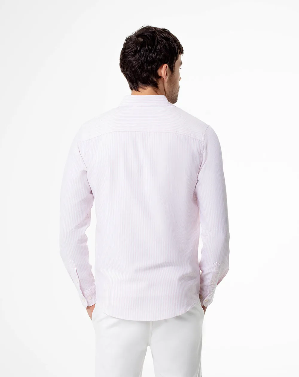 Camisa slim fit manga larga rosada con rayas sold by Gef product image thumbnail 2