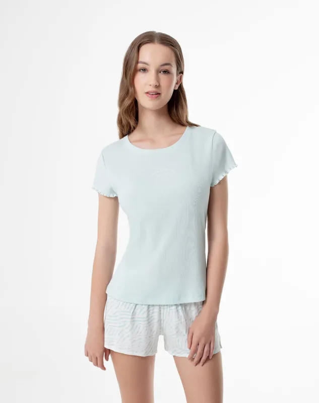 Camiseta regular fit manga corta azul sold by Gef