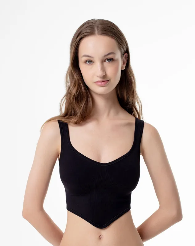 Crop top slim seamless negra mujer sold by Gef