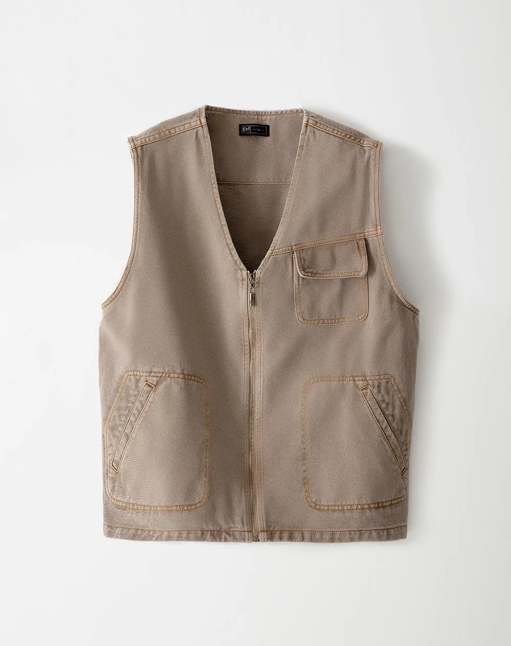 Chaleco regular fit sin capucha cafe sold by Gef product image thumbnail 5