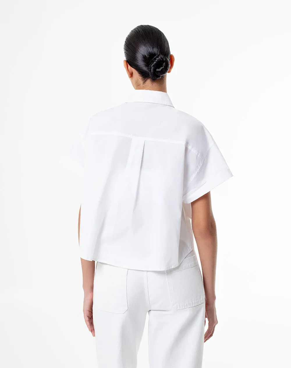 Camisa manga corta oversize crop algodón blanca mujer sold by Gef product image thumbnail 2