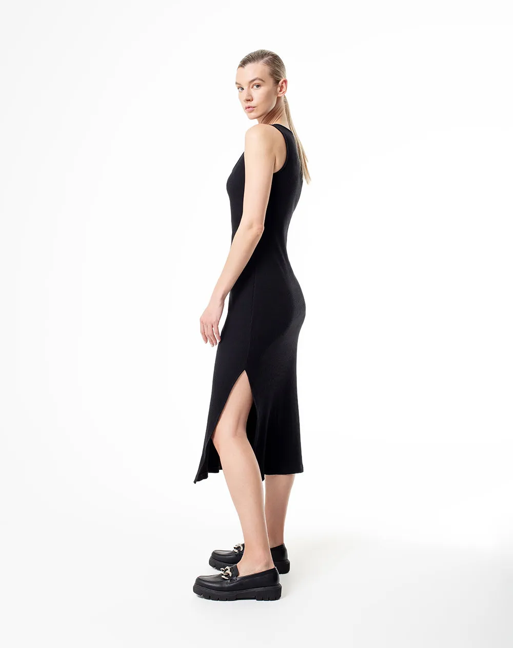 Vestido largo en rib negro sold by Gef product image thumbnail 3