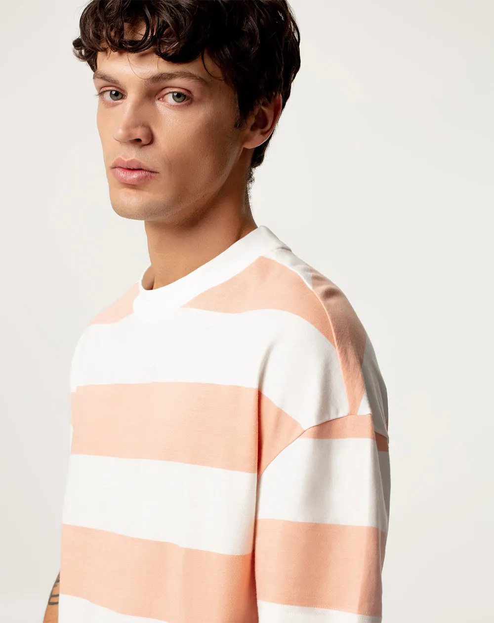 Camiseta regular fit manga corta naranja con rayas sold by Gef product image thumbnail 3