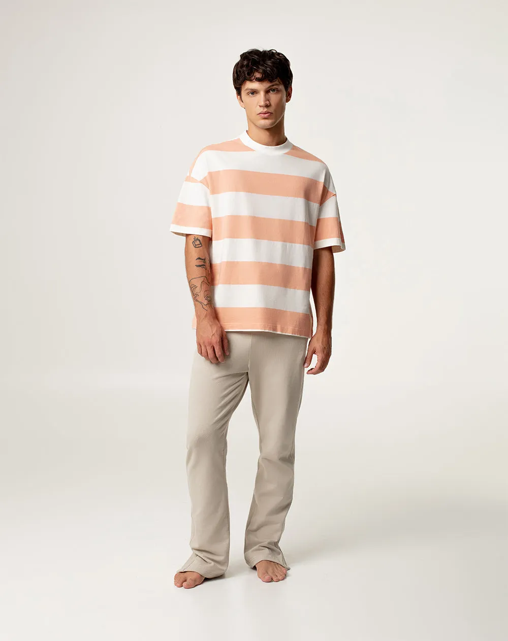 Camiseta regular fit manga corta naranja con rayas sold by Gef product image thumbnail 4