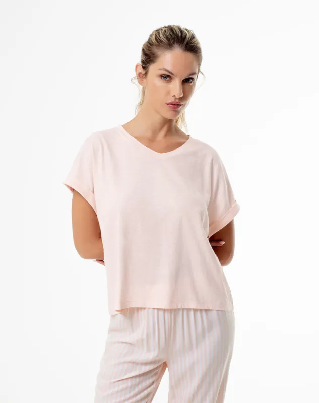 Camiseta regular algodón melón mujer sold by Gef