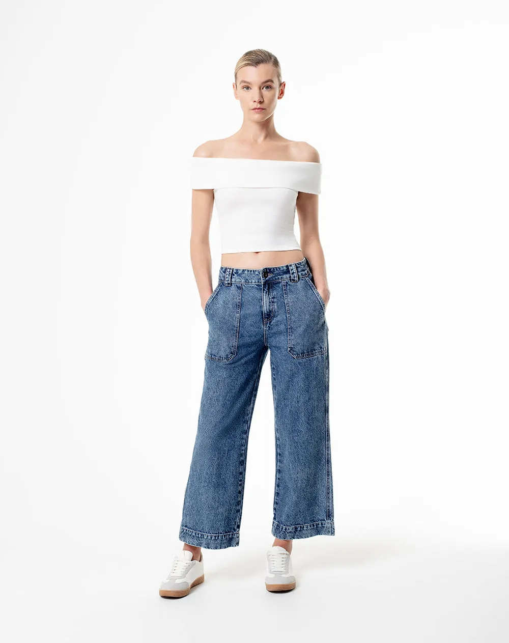 Jean culotte fit tiro medio indigo sold by Gef