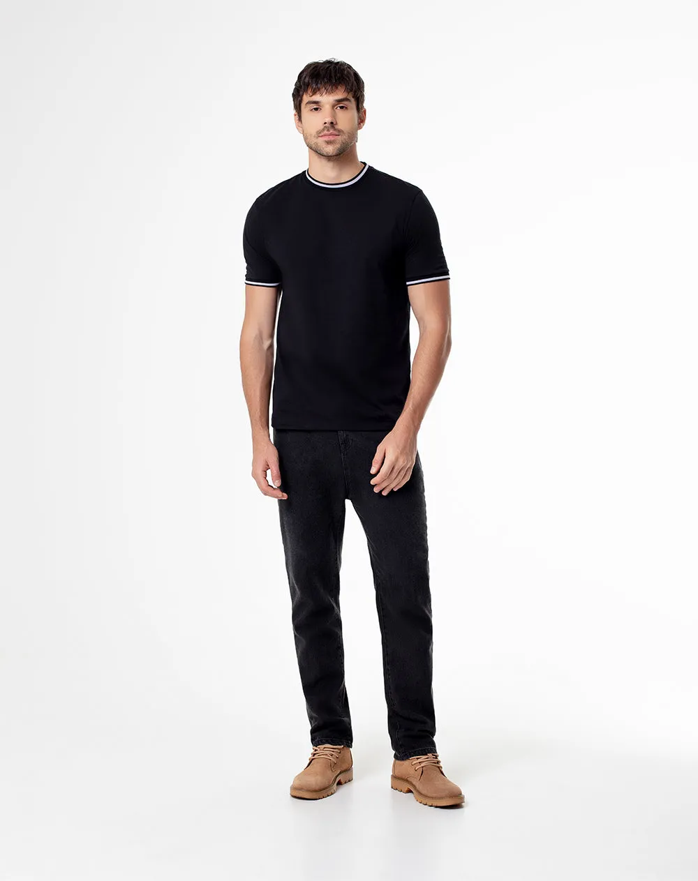 Camiseta regular algodón jersey negra hombre sold by Gef product image thumbnail 4